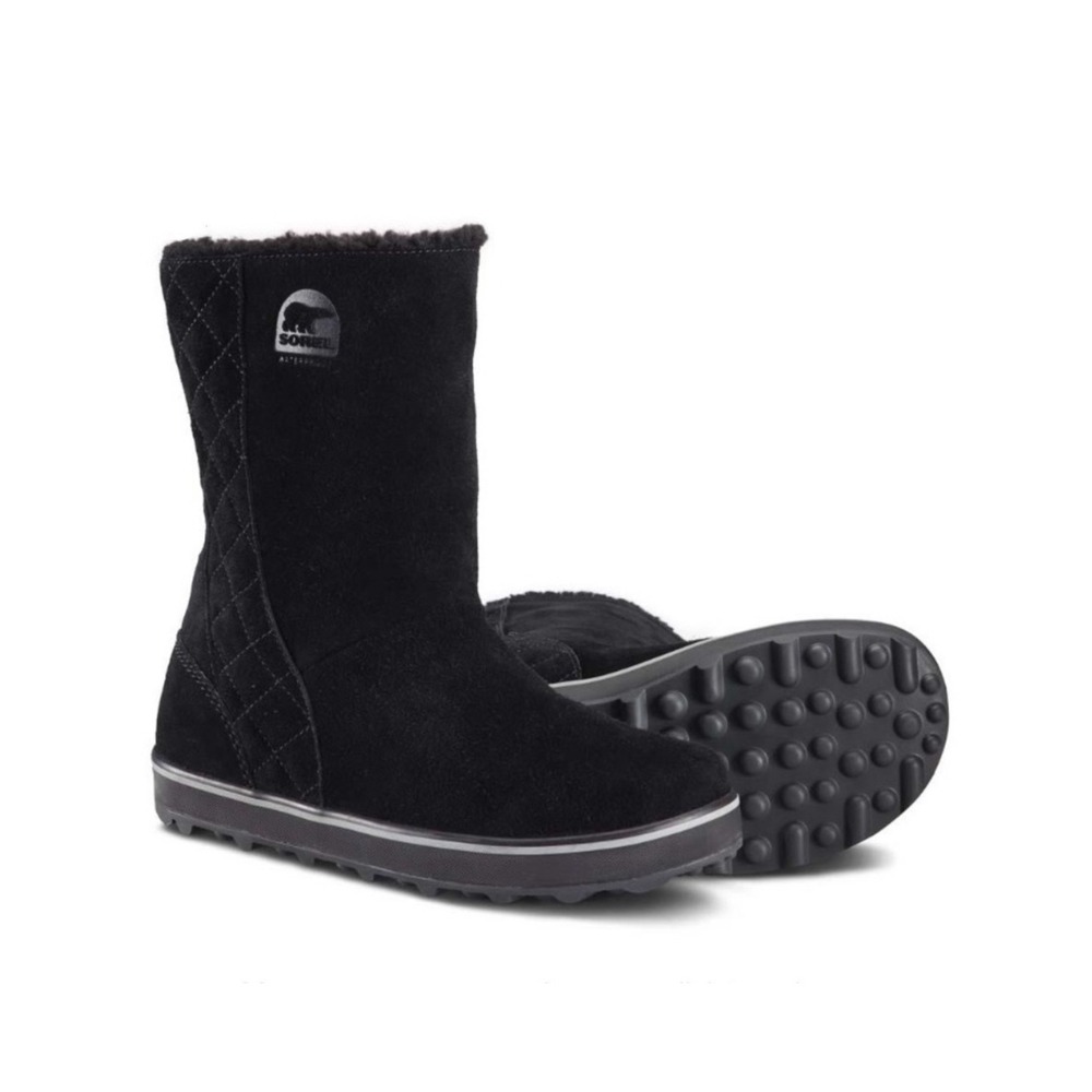 Sorel Waterproof Sorel Glacy Snow Boots Black Faux Fur Lined Women's Size 7